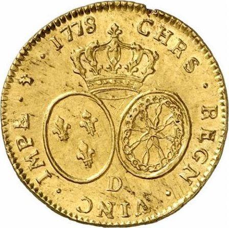 Reverse Double Louis d'Or 1778 D Lyon - Gold Coin Value - France, Louis XVI