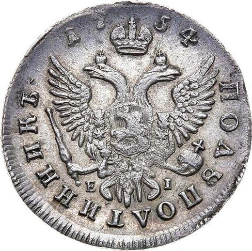 Reverso Polupoltinnik 1754 ММД ЕI - valor de la moneda de plata - Rusia, Isabel I
