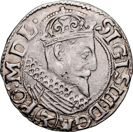 Аверс монеты - 3 крейцера 1615 года - цена серебряной монеты - Польша, Сигизмунд III Ваза