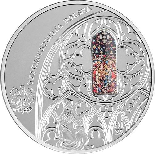 Аверс монеты - 50 злотых 2020 года "700 лет освящению базилики Святой Марии в Кракове" - цена серебряной монеты - Польша, III Республика после деноминации