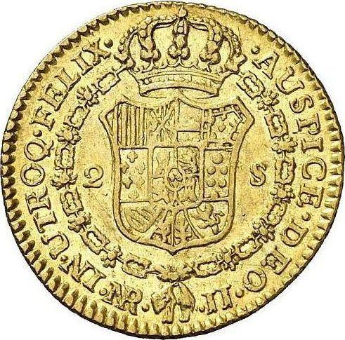 Revers 2 Escudos 1789 NR JJ - Goldmünze Wert - Kolumbien, Karl IV