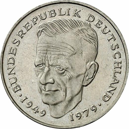 Аверс монеты - 2 марки 1985 года F "Курт Шумахер" - цена  монеты - Германия, ФРГ
