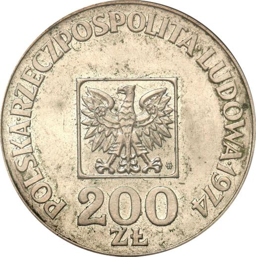 Avers Probe 200 Zlotych 1974 MW JMN "Volksrepublik Polen" Silber Geriffelt rand - Silbermünze Wert - Polen, Volksrepublik Polen