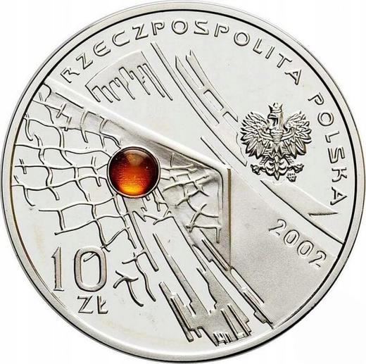 Аверс монеты - 10 злотых 2002 года MW RK "Чемпионат мира по футболу 2002" Янтарь - цена серебряной монеты - Польша, III Республика после деноминации