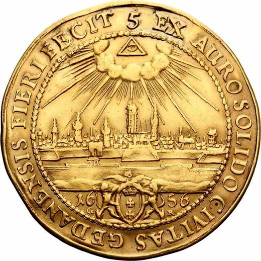 Реверс монеты - Донатив 5 дукатов 1656 года GR "Гданьск" - цена золотой монеты - Польша, Ян II Казимир