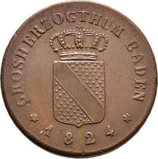 Аверс монеты - 1 крейцер 1824 года - цена  монеты - Баден, Людвиг I