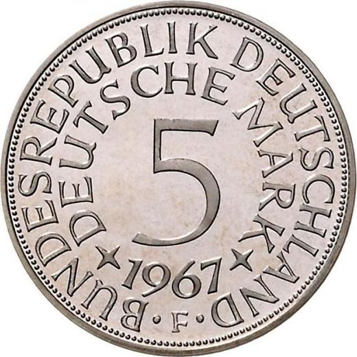 Аверс монеты - 5 марок 1967 года F - цена серебряной монеты - Германия, ФРГ