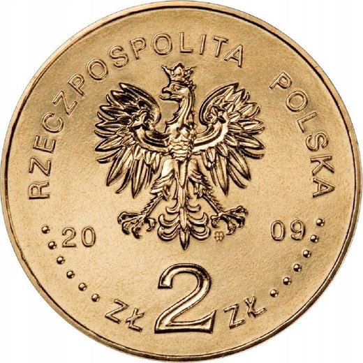 Anverso 2 eslotis 2009 MW "25 aniversario de la muerte de martirio de sacerdote Jerzy Popiełuszko" - valor de la moneda  - Polonia, República moderna