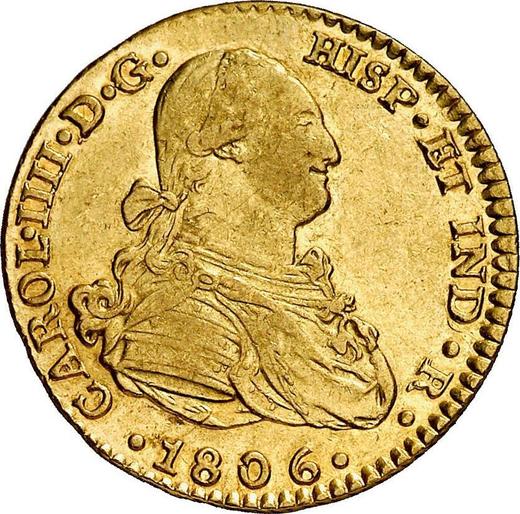 Awers monety - 2 escudo 1806 S CN - cena złotej monety - Hiszpania, Karol IV