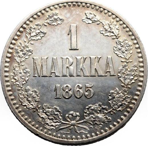Rewers monety - 1 marka 1865 S - cena srebrnej monety - Finlandia, Wielkie Księstwo