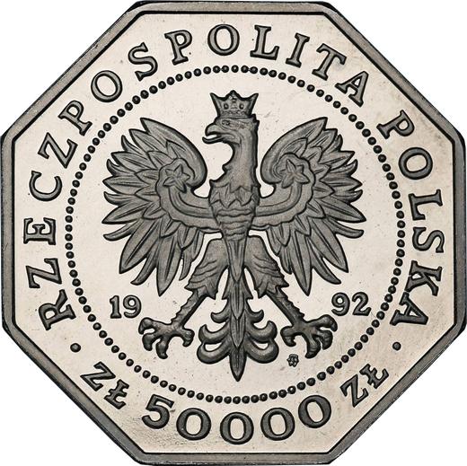 Anverso 50000 eslotis 1992 MW ANR "200 años de la Orden Virtuti Militari" - valor de la moneda  - Polonia, República moderna