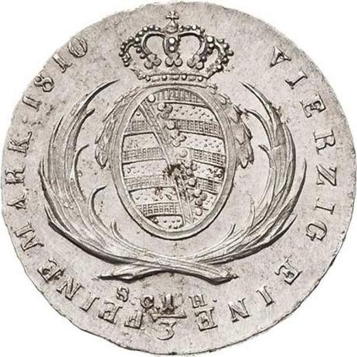 Reverso 1/3 tálero 1810 S.G.H. - valor de la moneda de plata - Sajonia, Federico Augusto I