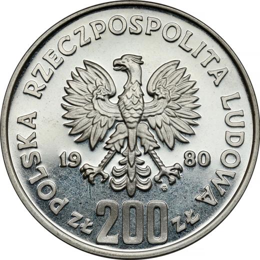 Reverso Pruebas 200 eslotis 1980 MW "Boleslao I el Bravo" Plata - valor de la moneda de plata - Polonia, República Popular