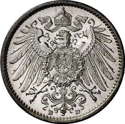 Reverso 1 marco 1908 D "Tipo 1891-1916" - valor de la moneda de plata - Alemania, Imperio alemán