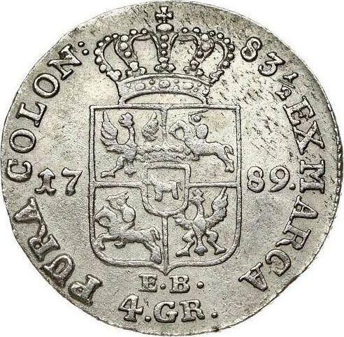 Reverso Złotówka (4 groszy) 1789 EB - valor de la moneda de plata - Polonia, Estanislao II Poniatowski