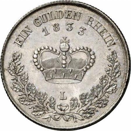 Reverso 1 florín 1833 L - valor de la moneda de plata - Sajonia-Meiningen, Bernardo II