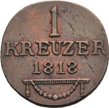 Reverso 1 Kreuzer 1818 - valor de la moneda  - Sajonia-Meiningen, Bernardo II
