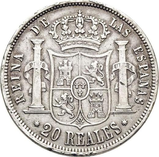 Reverso 20 reales 1850 "Tipo 1847-1855" Estrellas de siete puntas - valor de la moneda de plata - España, Isabel II