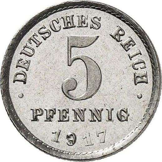 Anverso 5 Pfennige 1917 D "Tipo 1915-1922" - valor de la moneda  - Alemania, Imperio alemán