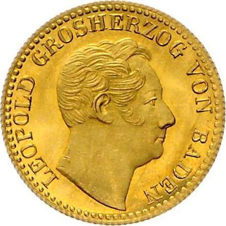 Аверс монеты - Дукат 1848 года - цена золотой монеты - Баден, Леопольд