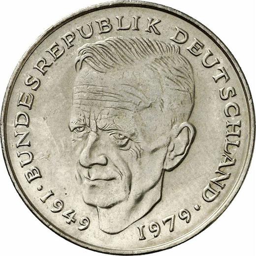 Аверс монеты - 2 марки 1981 года F "Курт Шумахер" - цена  монеты - Германия, ФРГ
