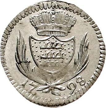 Rewers monety - 3 krajcary 1798 - cena srebrnej monety - Wirtembergia, Fryderyk I