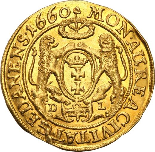 Reverso Ducado 1660 DL "Gdańsk" - valor de la moneda de oro - Polonia, Juan II Casimiro