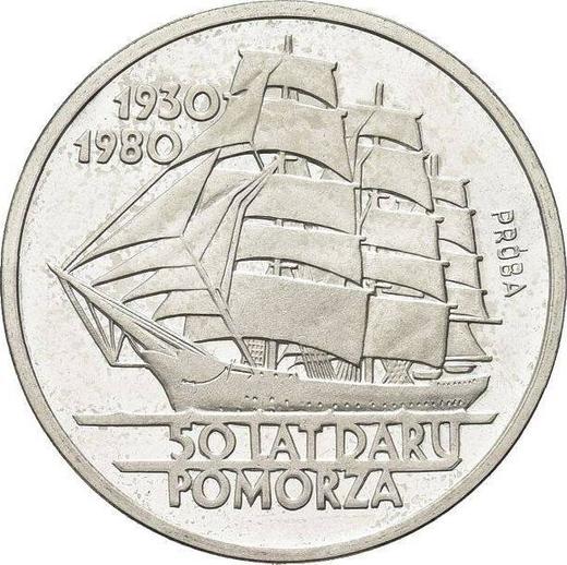 Reverso Pruebas 100 eslotis 1980 MW "50 aniversario de la fragata "Dar Pomorza"" Plata - valor de la moneda de plata - Polonia, República Popular