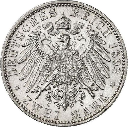 Reverso 2 marcos 1893 A "Prusia" - valor de la moneda de plata - Alemania, Imperio alemán