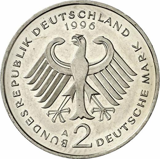 Reverso 2 marcos 1996 A "Franz Josef Strauß" - valor de la moneda  - Alemania, RFA