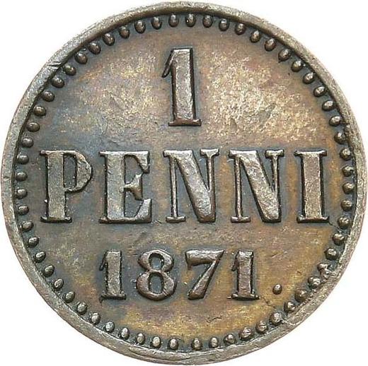 Реверс монеты - 1 пенни 1871 года - цена  монеты - Финляндия, Великое княжество