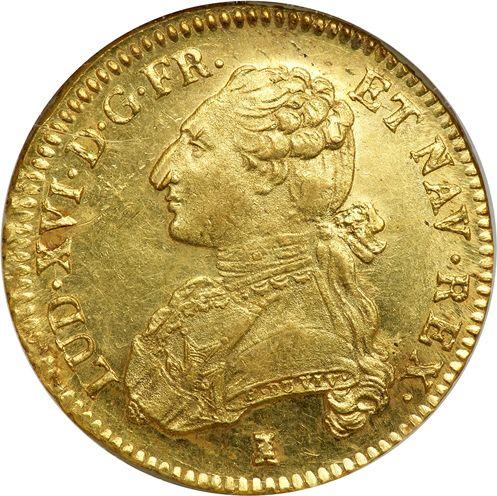 Аверс монеты - Двойной луидор 1779 года T Нант - цена золотой монеты - Франция, Людовик XVI