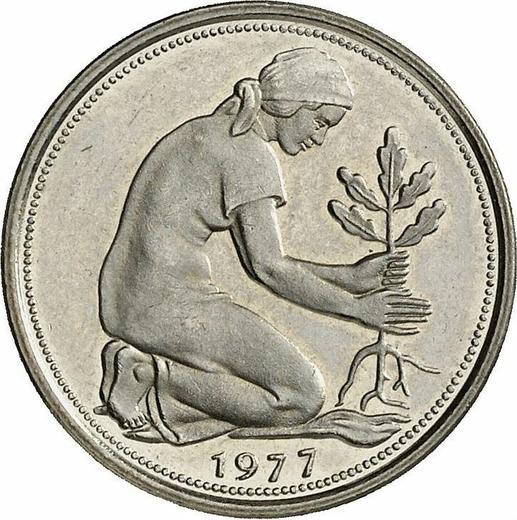 Реверс монеты - 50 пфеннигов 1977 года J - цена  монеты - Германия, ФРГ