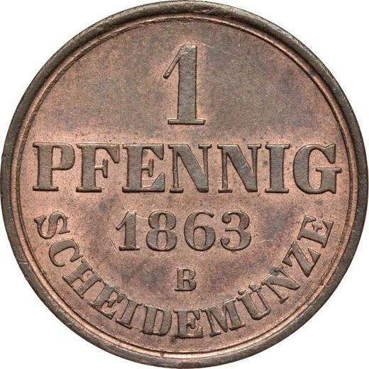 Реверс монеты - 1 пфенниг 1863 года B - цена  монеты - Ганновер, Георг V
