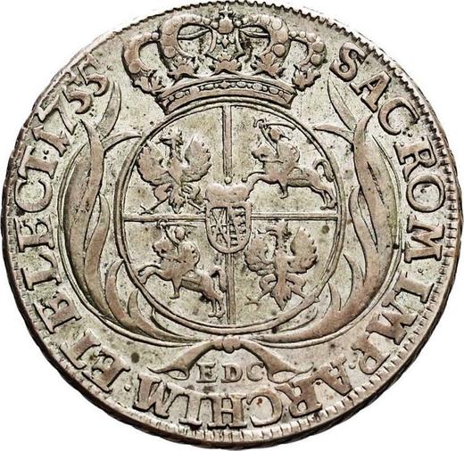 Reverso Medio tálero 1755 EDC "de Corona" - valor de la moneda de plata - Polonia, Augusto III