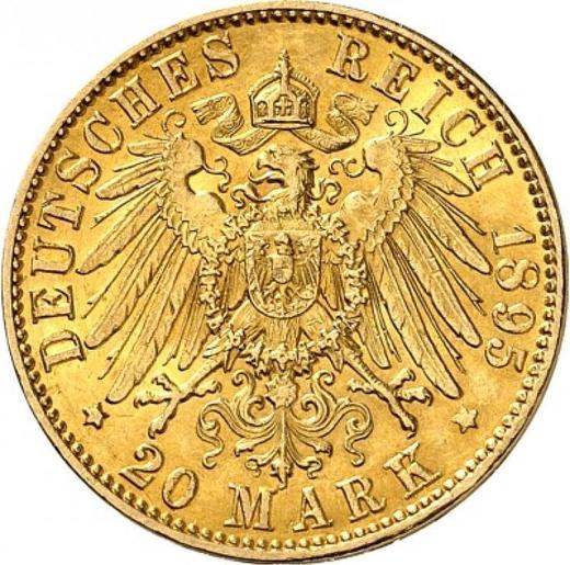 Reverso 20 marcos 1895 J "Hamburg" - valor de la moneda de oro - Alemania, Imperio alemán