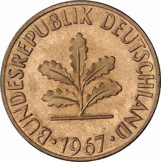 Реверс монеты - 2 пфеннига 1967 года G "Тип 1950-1969" - цена  монеты - Германия, ФРГ