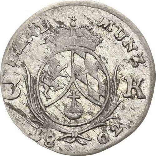 Rewers monety - 3 krajcary 1802 - cena srebrnej monety - Bawaria, Maksymilian I