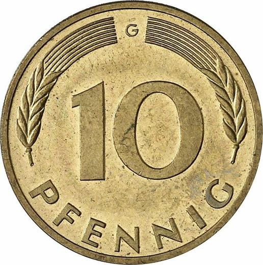 Аверс монеты - 10 пфеннигов 1985 года G - цена  монеты - Германия, ФРГ