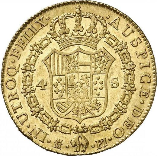 Реверс монеты - 4 эскудо 1778 года M PJ - цена золотой монеты - Испания, Карл III