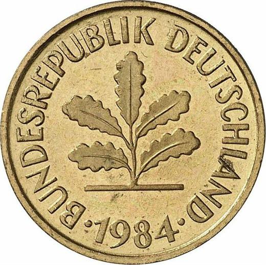 Реверс монеты - 5 пфеннигов 1984 года F - цена  монеты - Германия, ФРГ