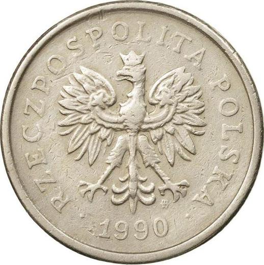 Awers monety - 1 złoty 1990 MW - cena  monety - Polska, III RP po denominacji
