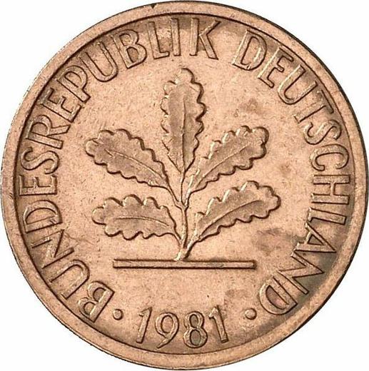 Reverso 1 Pfennig 1981 F - valor de la moneda  - Alemania, RFA
