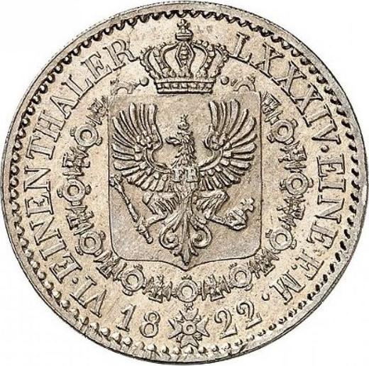 Reverso 1/6 tálero 1822 A - valor de la moneda de plata - Prusia, Federico Guillermo III
