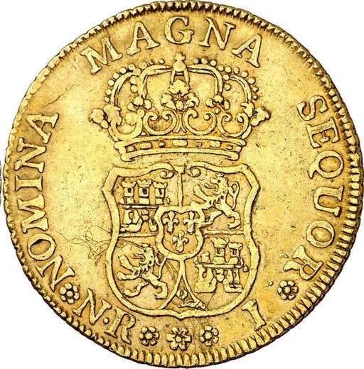Reverso 4 escudos 1759 NR J - valor de la moneda de oro - Colombia, Fernando VI