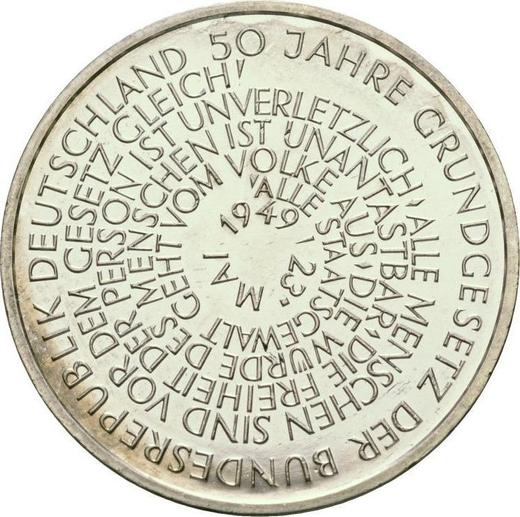 Аверс монеты - 10 марок 1999 года D "Основной закон" - цена серебряной монеты - Германия, ФРГ