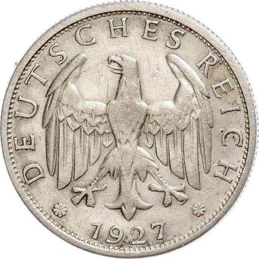 Аверс монеты - 2 рейхсмарки 1927 года D - цена серебряной монеты - Германия, Bеймарская республика