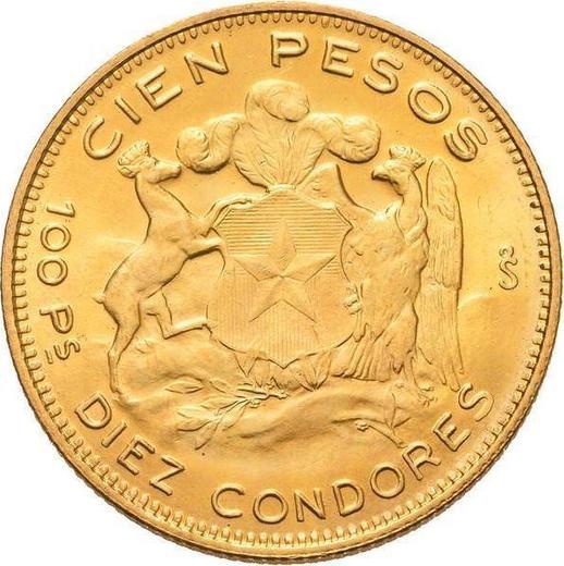 Rewers monety - 100 peso 1968 So - cena złotej monety - Chile, Republika (Po denominacji)