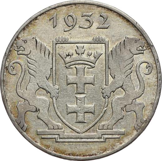Awers monety - 2 guldeny 1932 "Koga" - cena srebrnej monety - Polska, Wolne Miasto Gdańsk