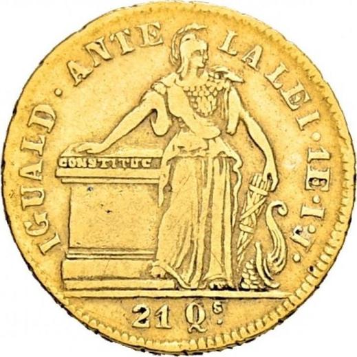 Reverso 1 escudo 1844 So IJ - valor de la moneda de oro - Chile, República